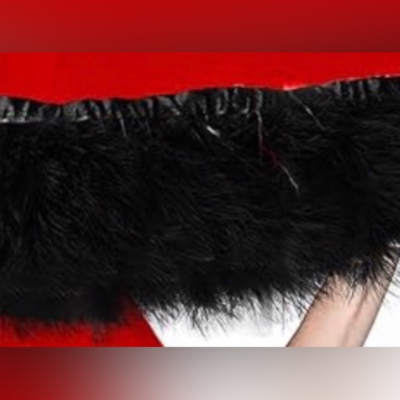 Black Turkey marabou feather with satin ribbon trim approx 5-6”W by 60” L - Picture 2 of 12